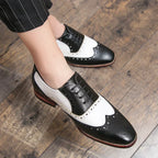 Men's Luxury Shoes Brogue Lace-up Casual British Style Contrast Color Oxford Office