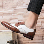 Men's Luxury Shoes Brogue Lace-up Casual British Style Contrast Color Oxford Office