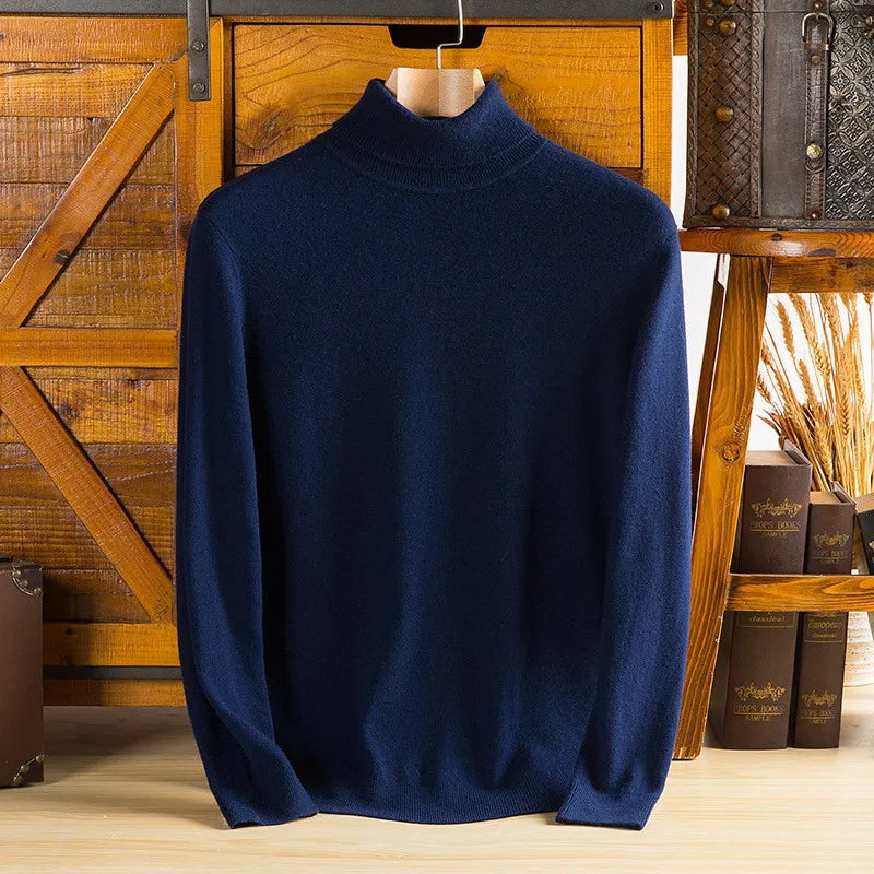 Sylvara 100% Pure Cashmere Turtleneck Sweater for Men