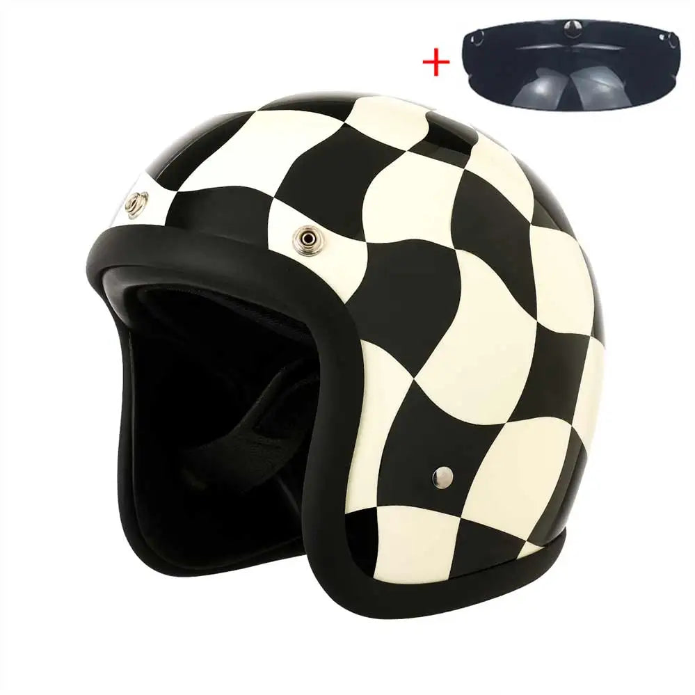 Vintage Open-Face Motorcycle Helmet with DOT & ECE Certification
