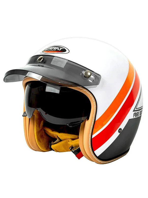 Vintage otevřená motocyklová přilba se sluneční clonou