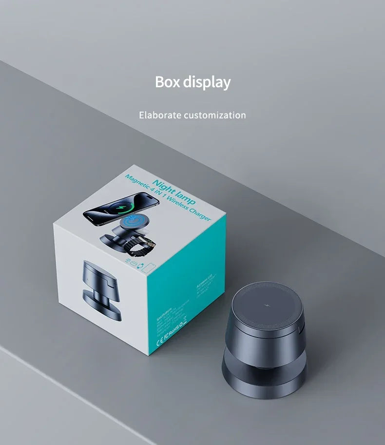 Lampada da Scrivania con Ricarica Wireless Magnetica 4-in-1 per iPhone, AirPods e Apple Watch