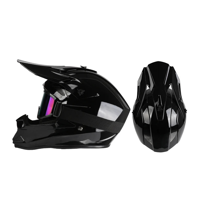 Full-Face Off-Road Helmet with Goggles – DOT Certified for All Seasons