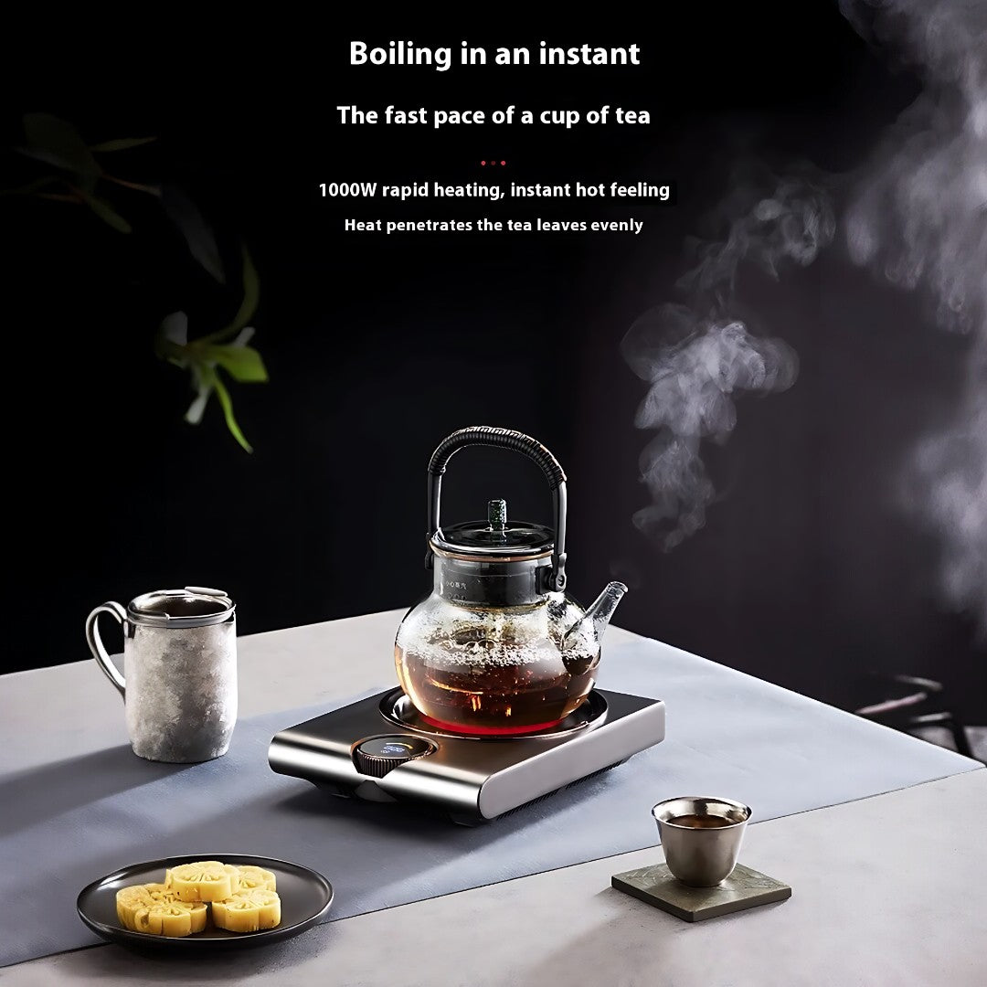 SerenoHeat 1000W 陶瓷电热板，炭火风格加热仿真，茶爱好者专用
