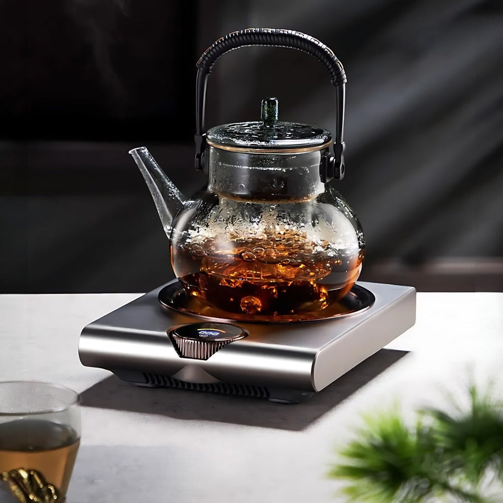SerenoHeat 1000W 陶瓷电热板，炭火风格加热仿真，茶爱好者专用