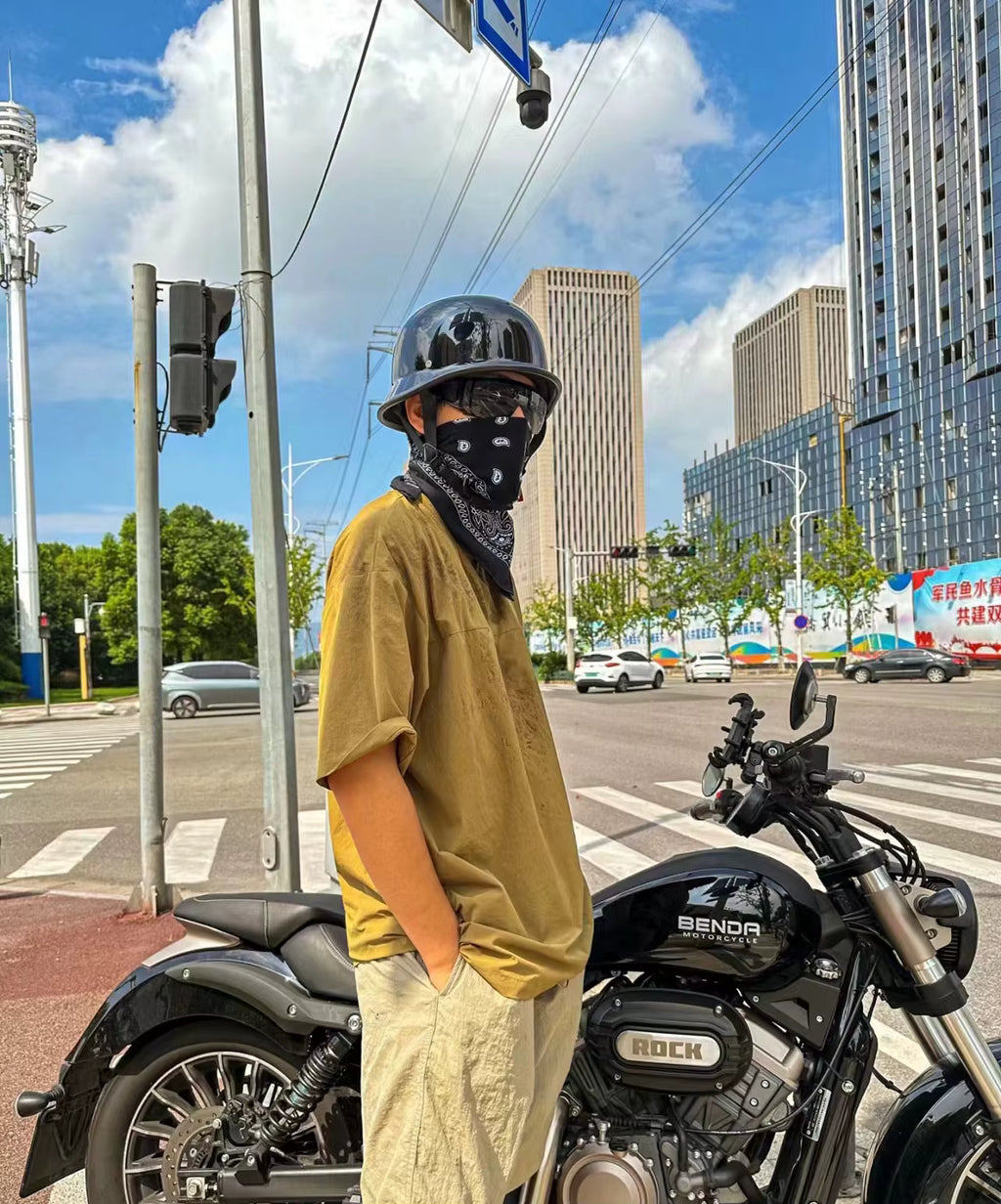 Vintage German-Style Half-Shell Motorcycle Helmet