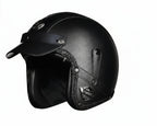 Retro 3/4 Öppen Motorcykelhjälm – PU-läder & DOT-certifierad