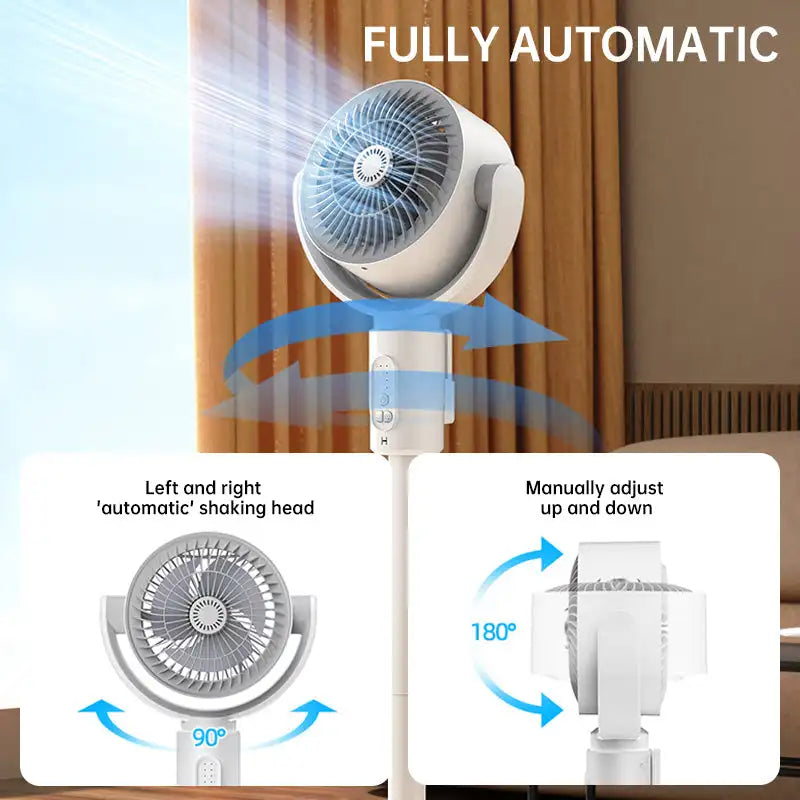 Trådløs oscillerende luftcirkulationsventilator med fjernbetjening og timer til hjemmekontoret