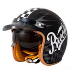 Retro Bee Open-Face Motorcycle Helmet with Built-In Visor