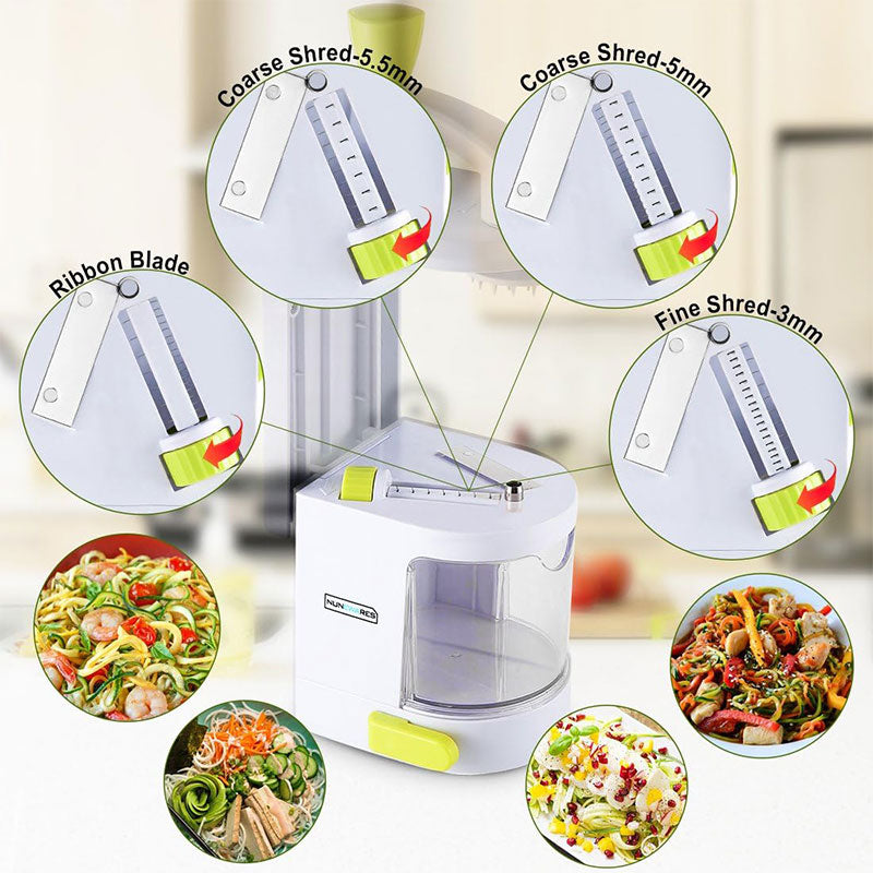 Spiralizzatore per Verdure 4-in-1 con Lama Rotante e Ventosa per Zoodles
