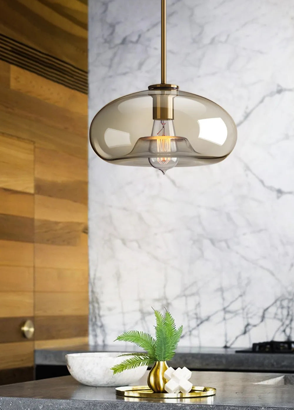 Arctix Glass Pendant Light in Industrial LED Luxury