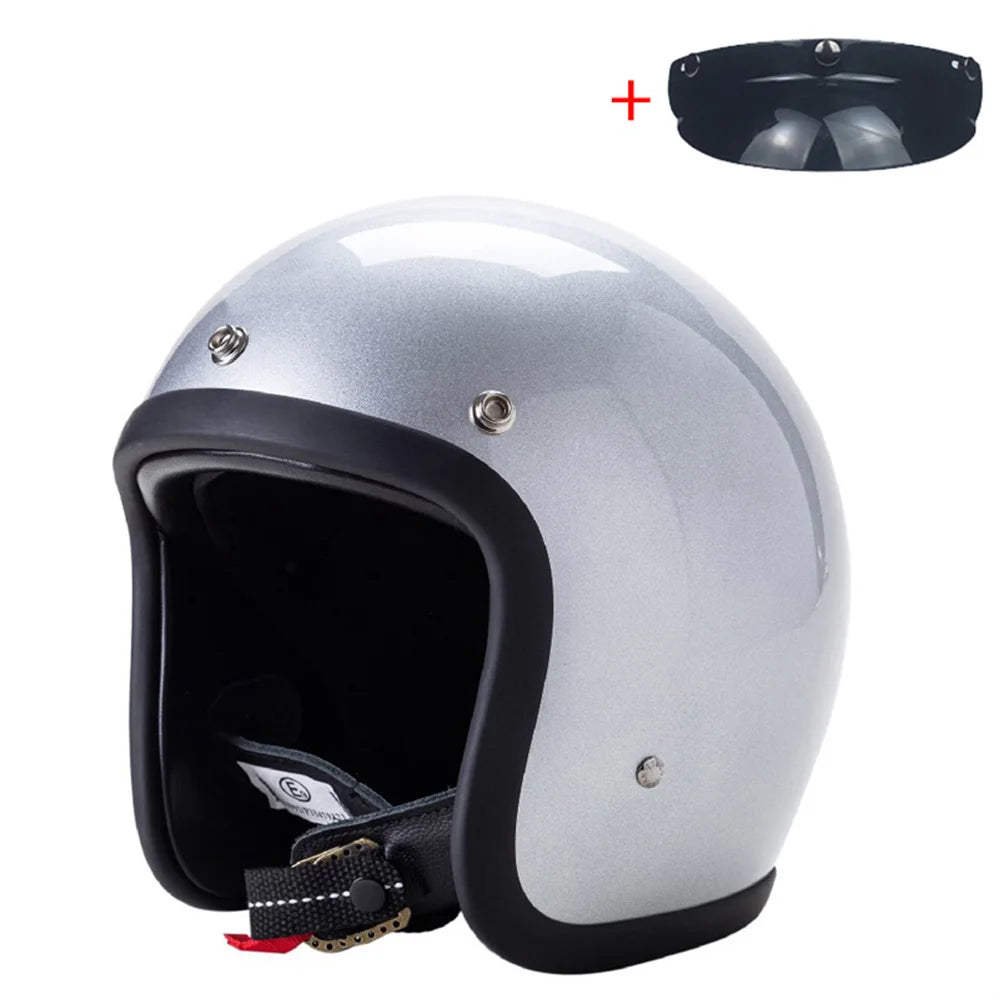 Vintage Open-Face Motorcycle Helmet with DOT & ECE Certification