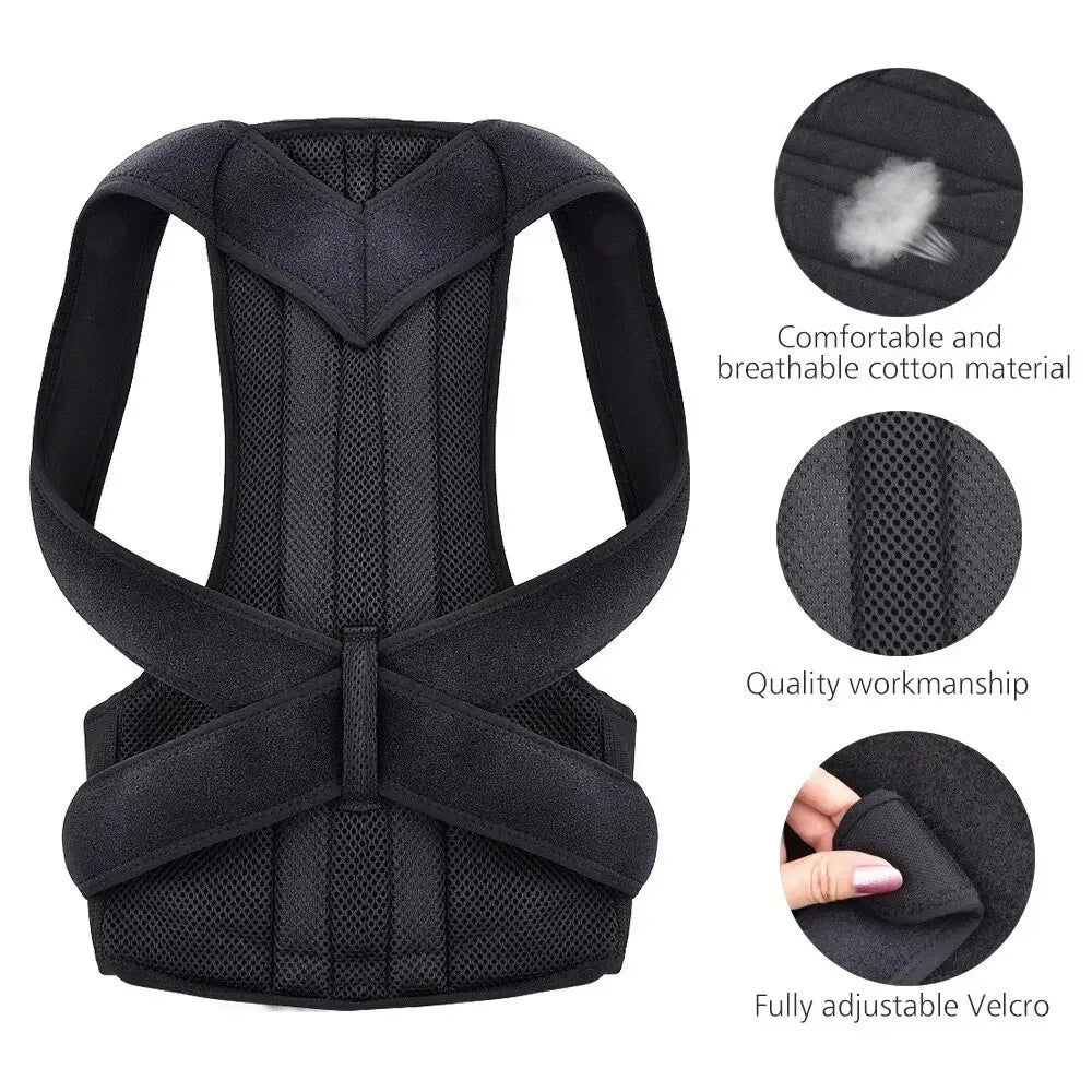 Breathable Adjustable Back Support Brace For Posture Correction For All Ages