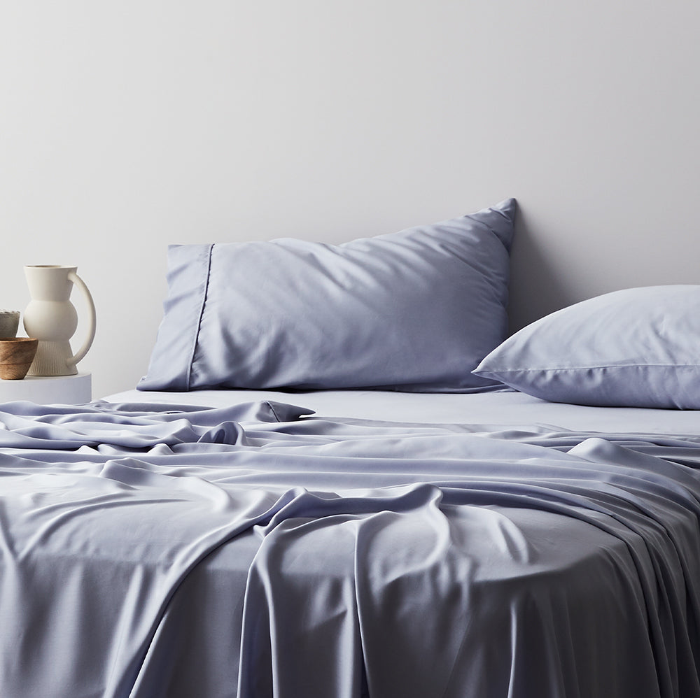 Juego de fundas de almohada de raso de lyocell de bambú de lujo con enfriamiento