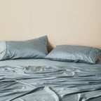 Juego de fundas de almohada de raso de lyocell de bambú de lujo con enfriamiento