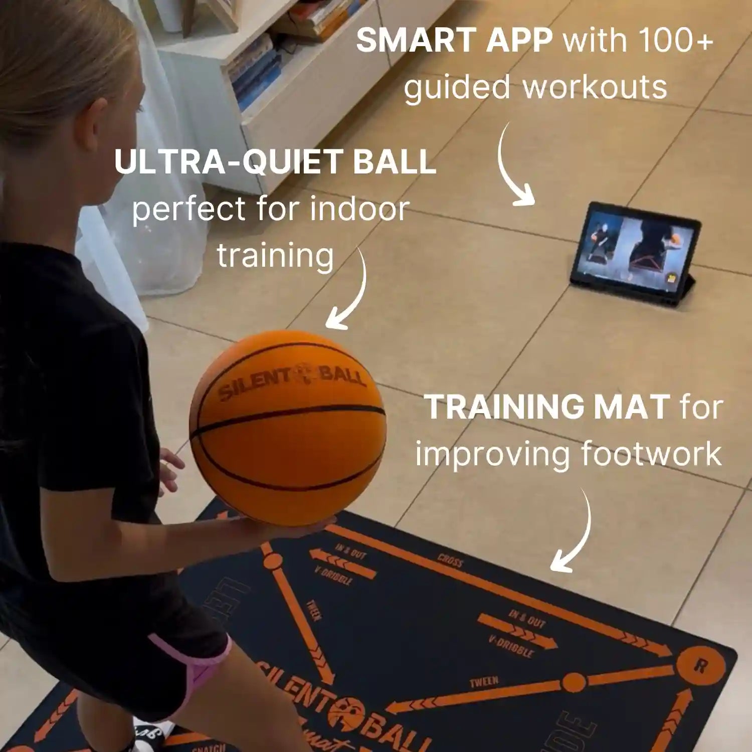Kit d'entraînement de basketball pour dribble silencieux et pratique du maniement du ballon