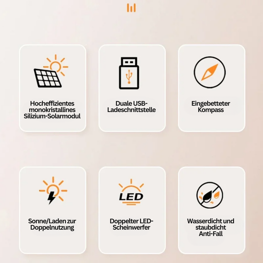 Solarcharge Pro Caricatore Solare Portatile con Luce Integrata per Esterni