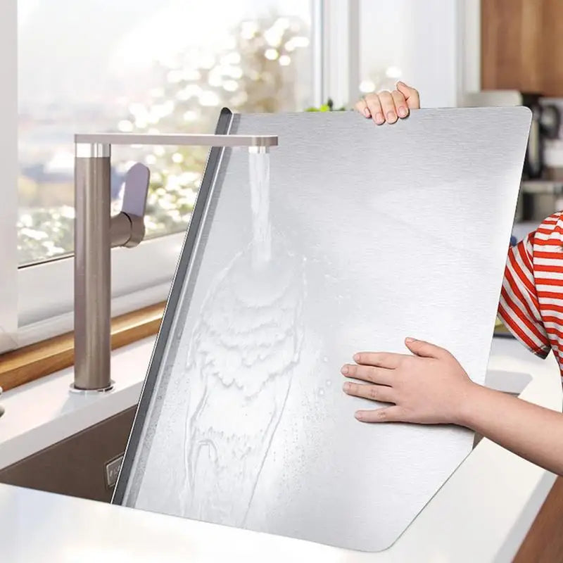 SliceGrip – Stainless Steel Cutting Board with Non-Slip and Raised Edge