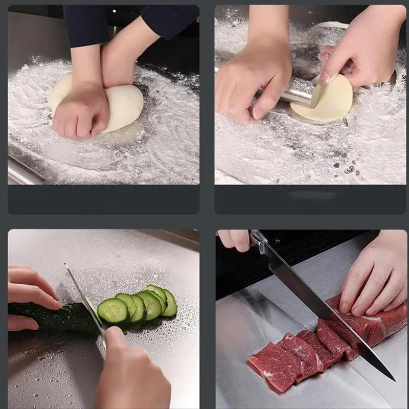 SliceGrip – Stainless Steel Cutting Board with Non-Slip and Raised Edge