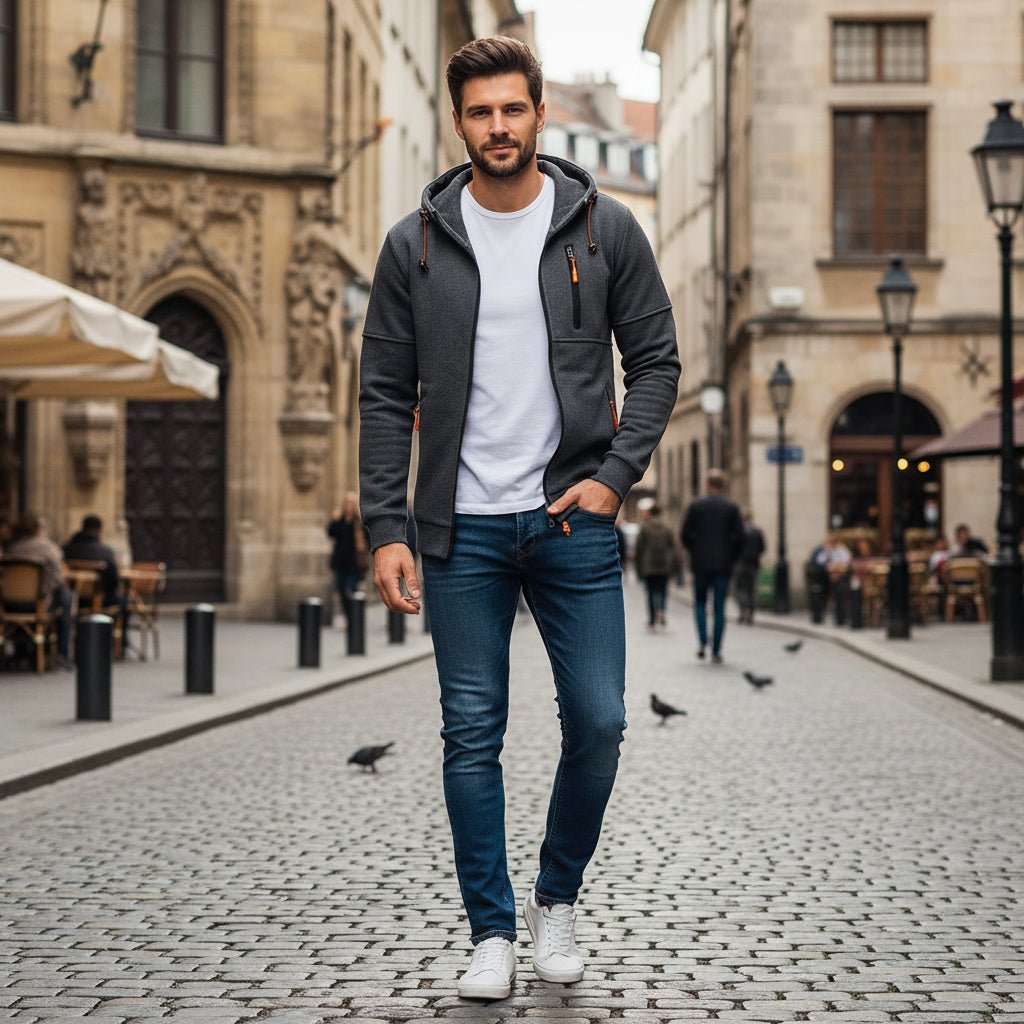 Fleece-hettegenser med glidelås og praktiske lommer