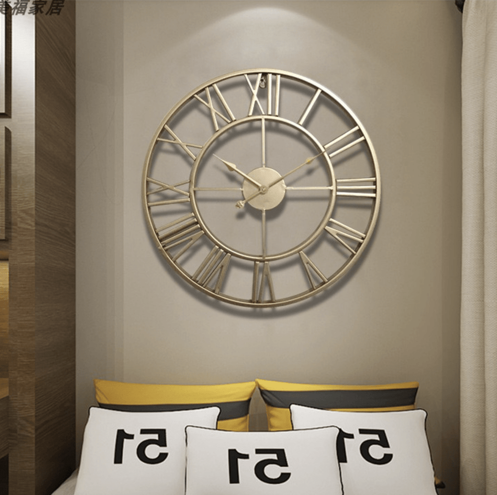 Skeleton Wall Clock Made of Wrought Iron with Silent Movement