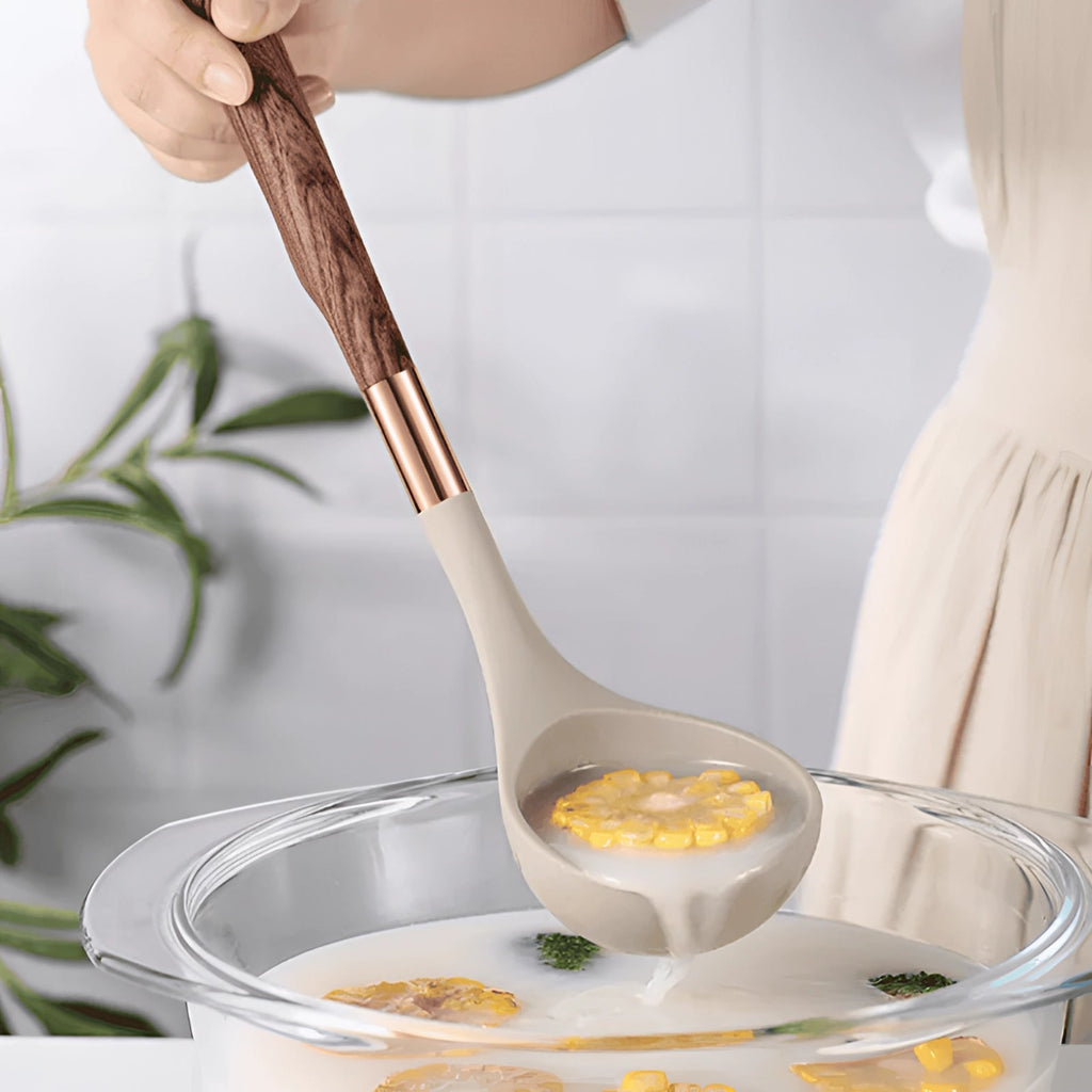 Set Peralatan Dapur Aurelo Kitchen Elite 10 Keping Keluli Tahan Karat Dengan Pemegang Anti Licin