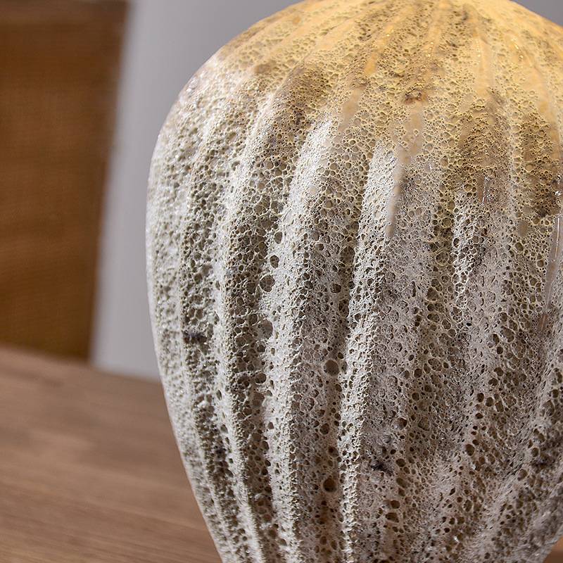 Earthy Ceramic Table Lamp With Linen Shade, Large Bedside Lighting