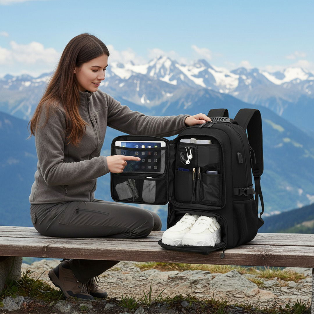 Men's Trekking Backpack With USB Charging And Smart Storage For Adventures Remote Work