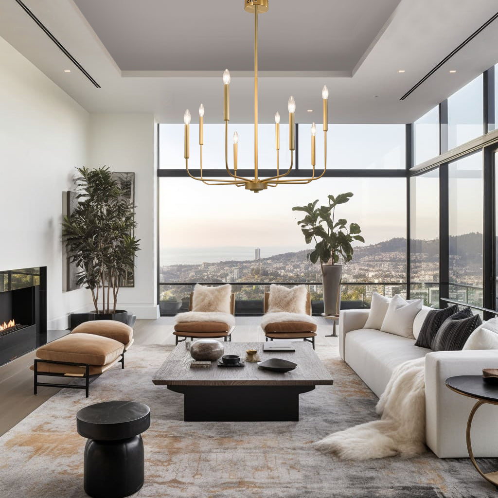 Lampadario con candele stile fattoria Rowan