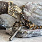 Colar de Terço AstraVea com Olho de Tigre e Lápis-Lazúli para Homens