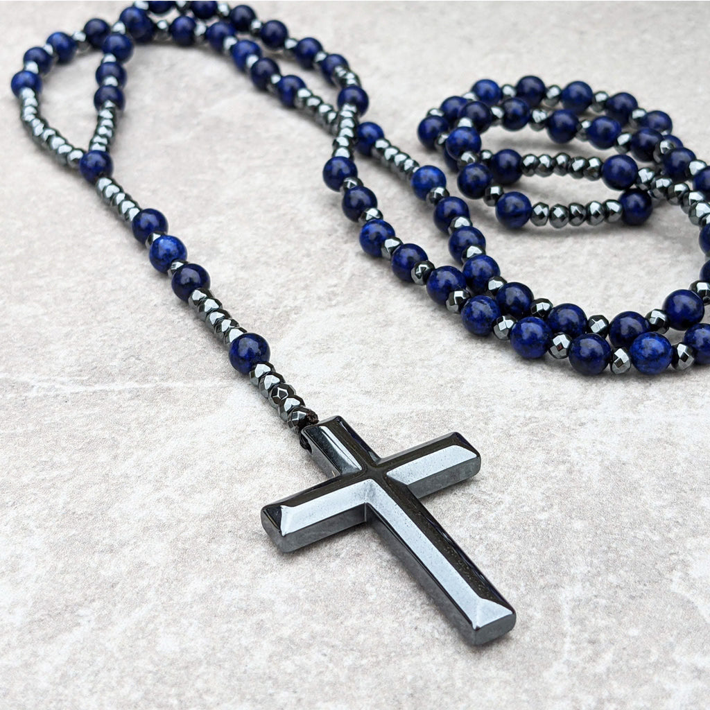 Pánský růženec Orion s tygřím okem a lapisem lazuli