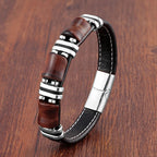 Bracciale in pelle con occhio di tigre audace per uomo dallo stile accattivante