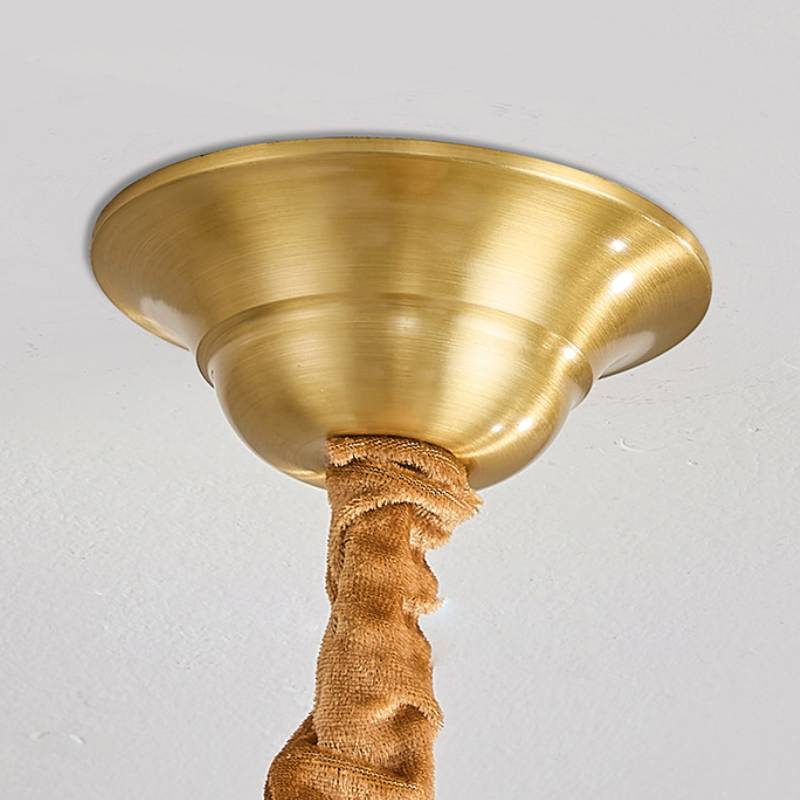 Lámpara de araña clásica en oro y nogal para luz de techo de sala de estar