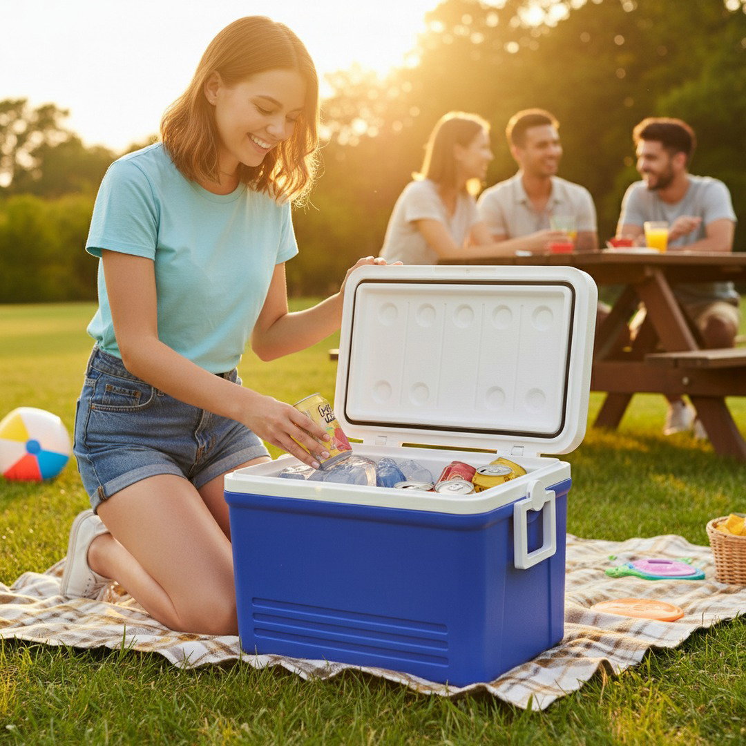 30L tragbare Kühlbox mit Isolierung und stabilem Griff für Auto, Picknick und Reisen