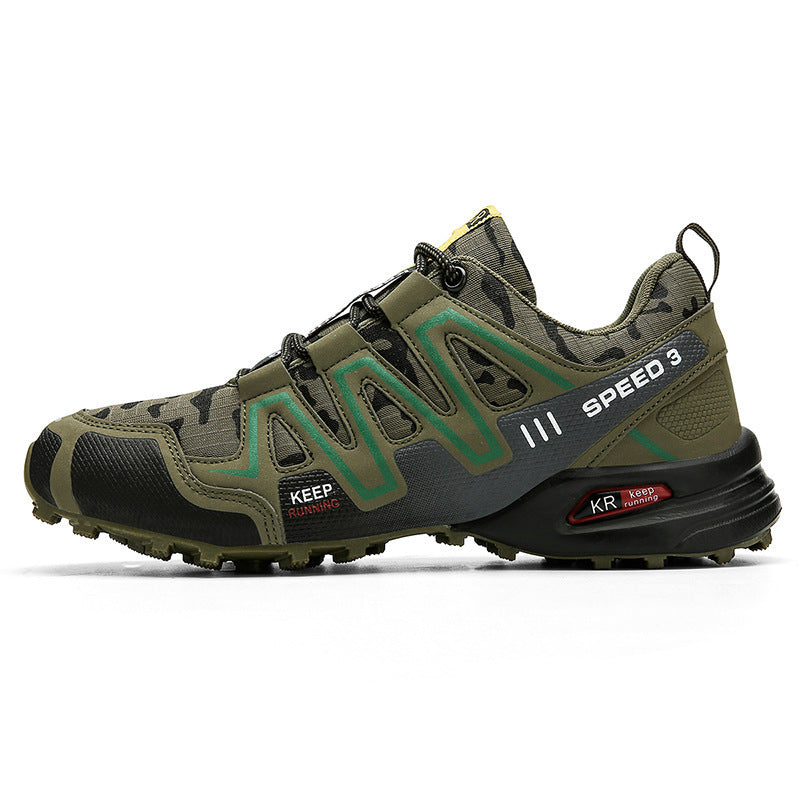 Camouflage Running Shoes With Quick Lace System For Trail Runners