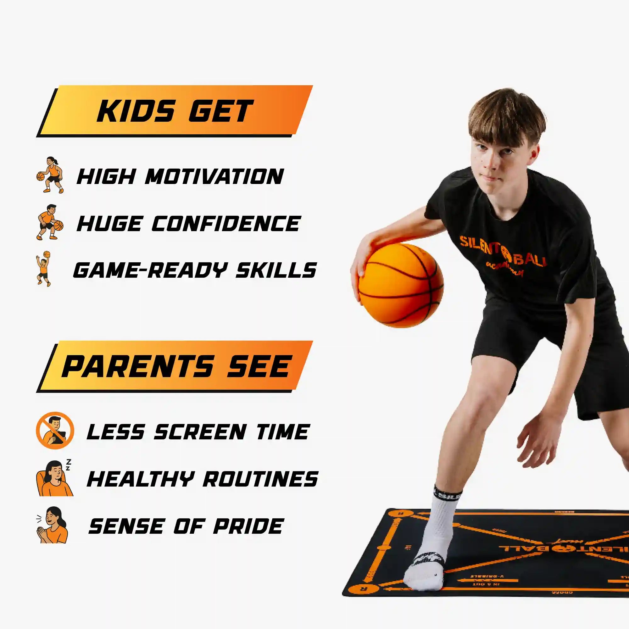 Kit d'entraînement de basketball pour dribble silencieux et pratique du maniement du ballon