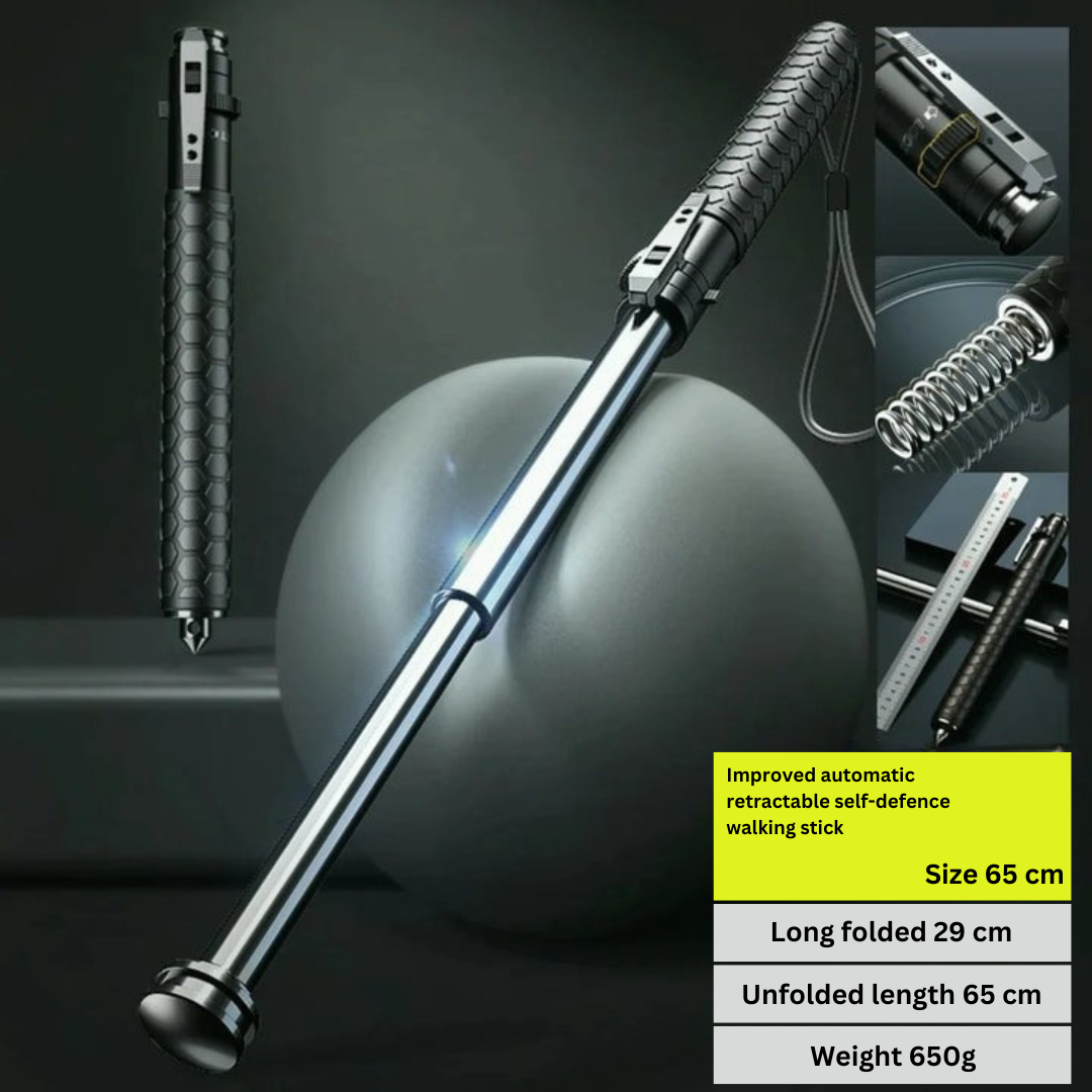Automatic Self-Defense Walking Stick With Anti-Slip Grip