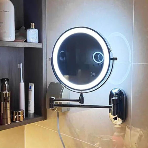 Rechargeable Magnifying Mirror Featuring LED for Makeup Enthusiasts in Black
