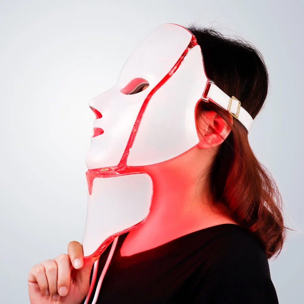 Photon LED Mask With Neck Piece Seven Color LEDs For Home Use Wrinkles