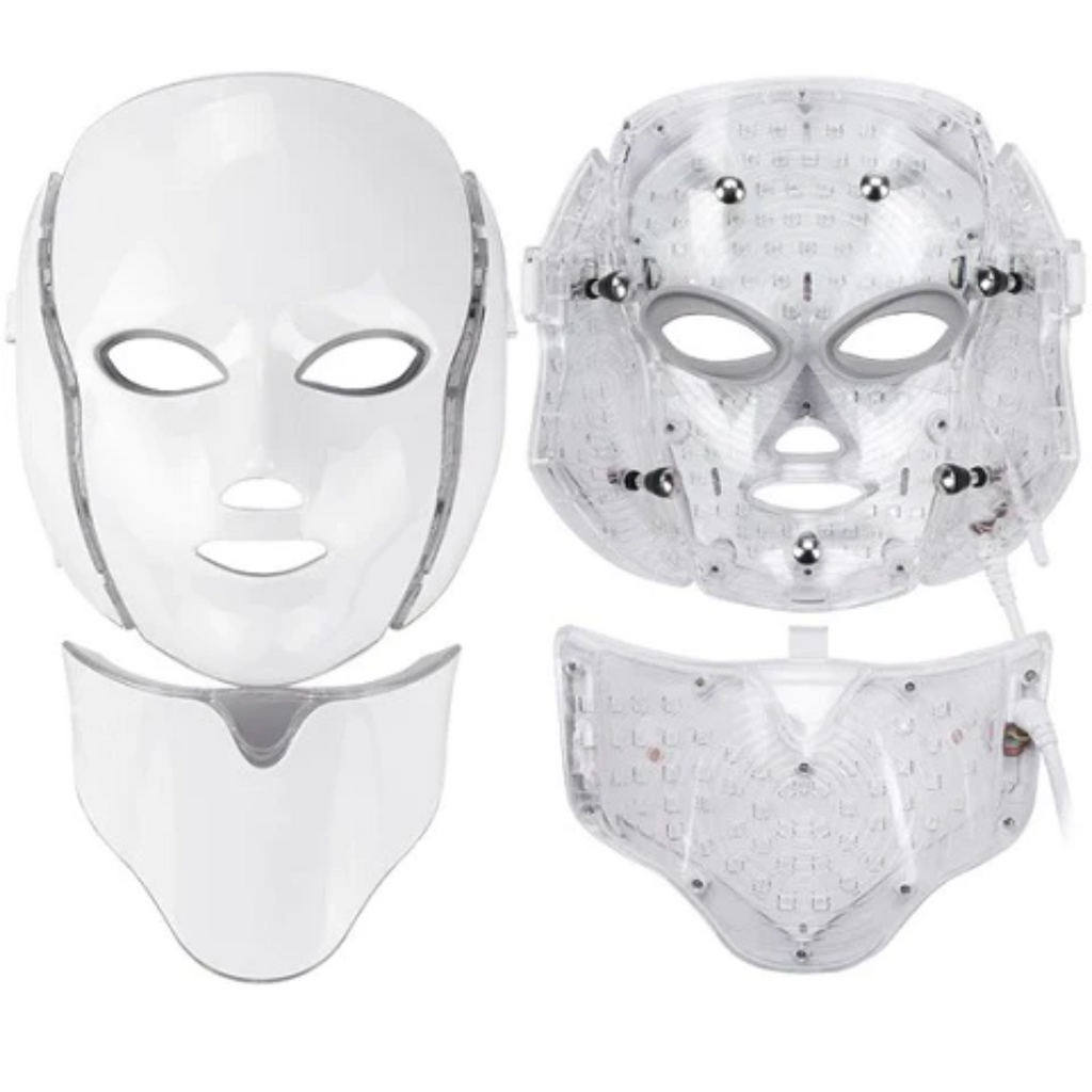 Photon LED Mask With Neck Piece Seven Color LEDs For Home Use Wrinkles