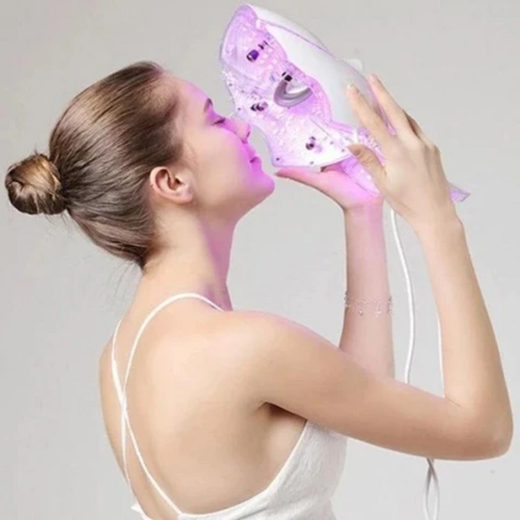Photon LED Mask With Neck Piece Seven Color LEDs For Home Use Wrinkles