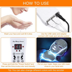 Photon LED Mask With Neck Piece Seven Color LEDs For Home Use Wrinkles