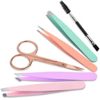 Precision Tweezers Set – 6-piece Eyebrow Kit with Travel Case
