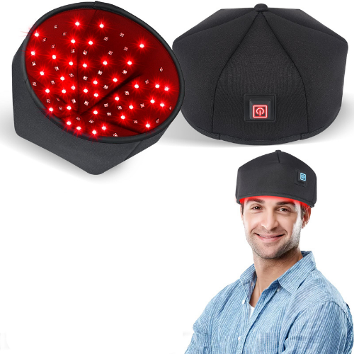 Topi Pertumbuhan Rambut Cahaya Merah LumaCap Dengan 120 LED Di Rumah
