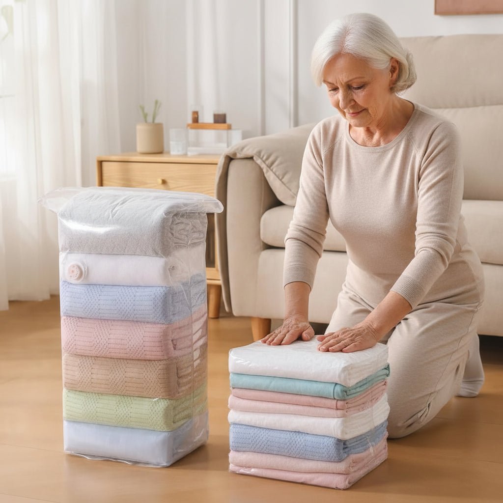 Vacuum Compression Bags without Pump for Space-Saving Storage