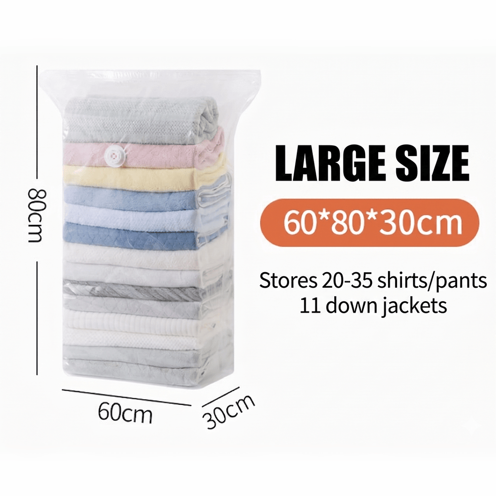 Vacuum Compression Bags without Pump for Space-Saving Storage