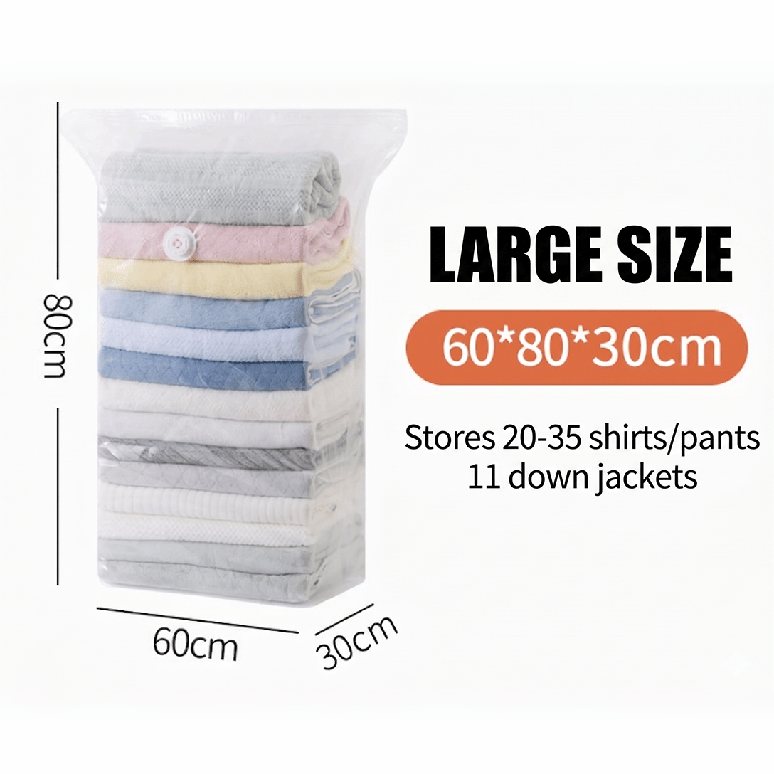 Vacuum Compression Bags without Pump for Space-Saving Storage