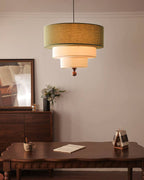 重ね布製ペンダント灯 柔らかな環境照明 太鼓形天井器具