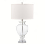 Glasbordslampa med tygskärm för modern sovrumssbelysning