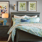 Glasbordslampa med tygskärm för modern sovrumssbelysning